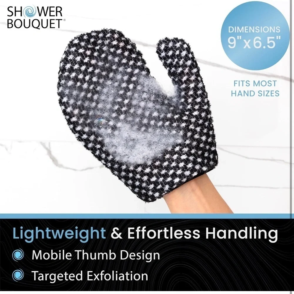 Japanese Exfoliating Mitt, Shower Charcoal Gentle Or Deep Cleansing Exfoliate‌